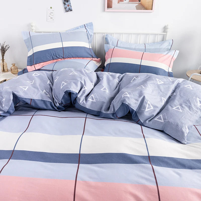 3PC 100% Cotton Duvet Cover Set Printing Bedding Set Cotton Soft Skin Friendly 1 Quilt Cover 2 Pillowcase Pi-Mart
