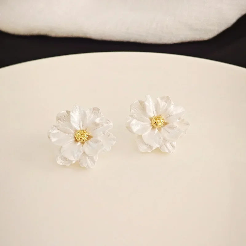 New Fashion Sweet Design Spring/Summer Blue Pink Enamel Flower Light Luxury High End Earrings Party Gifts for Women Jewelry Pi-Mart