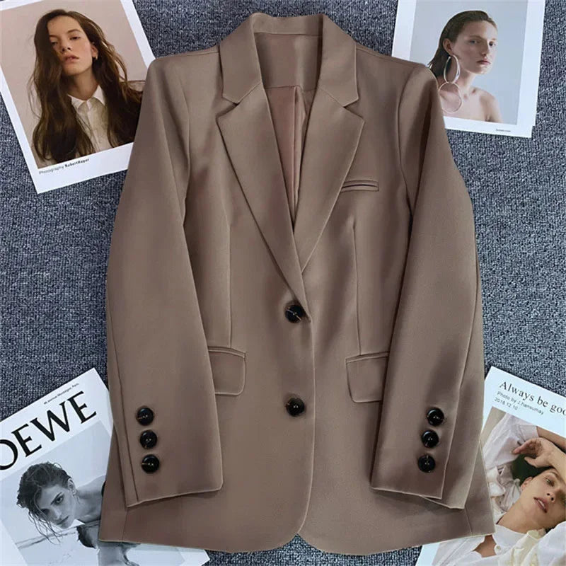 Elegant Office Lady Blazers for Women 2025 Fashion Long Sleeve Single Button Blazer Coats Female Top Suit Jackets Outerwears LadyShow.Store