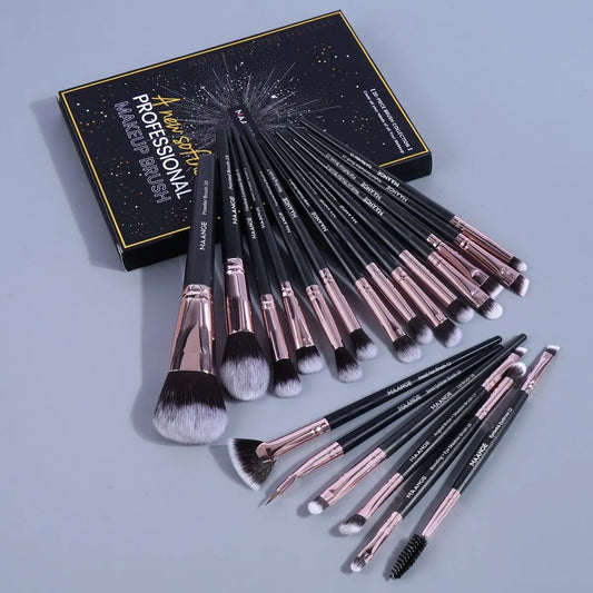 Maange 20Pcs Makeup Brushes with Box Professional Cosmetic Powder Eye Shadow Foundation Blush Blending Beauty Tool For Women Tri Light Beauty