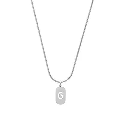 Stainless Steel Angel Number Necklace 0 1 2 3 4 5 6 7 8 9 Rectangle For Women Men Hollow Lucky Number Chain Necklaces Jewelry Pi-Mart