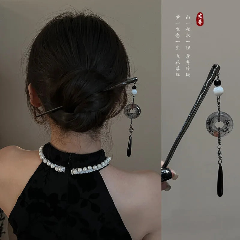 Ancient Chinese Style Elegant Butterfly Tassel Hair Stick for Women Girls Classical Hairpin Chinese Hair Accessories Jewelry Pi-Mart