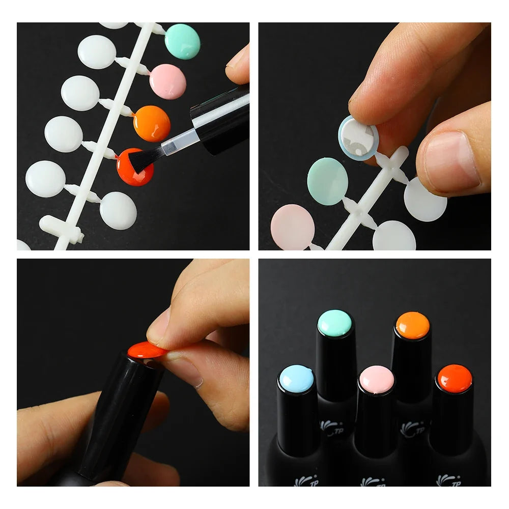 TP 120pcs Nail Polish Display Table With Stickers Polka Dot Color Card Nail Display Board Clear/Nature Color Card Nail Art Tools Tri Light Beauty
