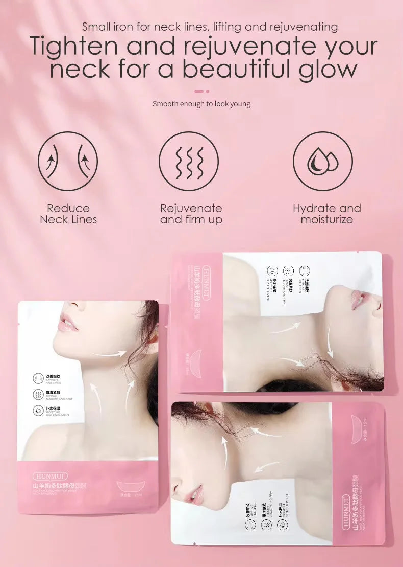 10pcs Goat Milk Neck Mask Collagen Firming Hydrating Crystal Neck Masks Skincare Nourishing Brightening Beauty Necks Skin Care Pi-Mart