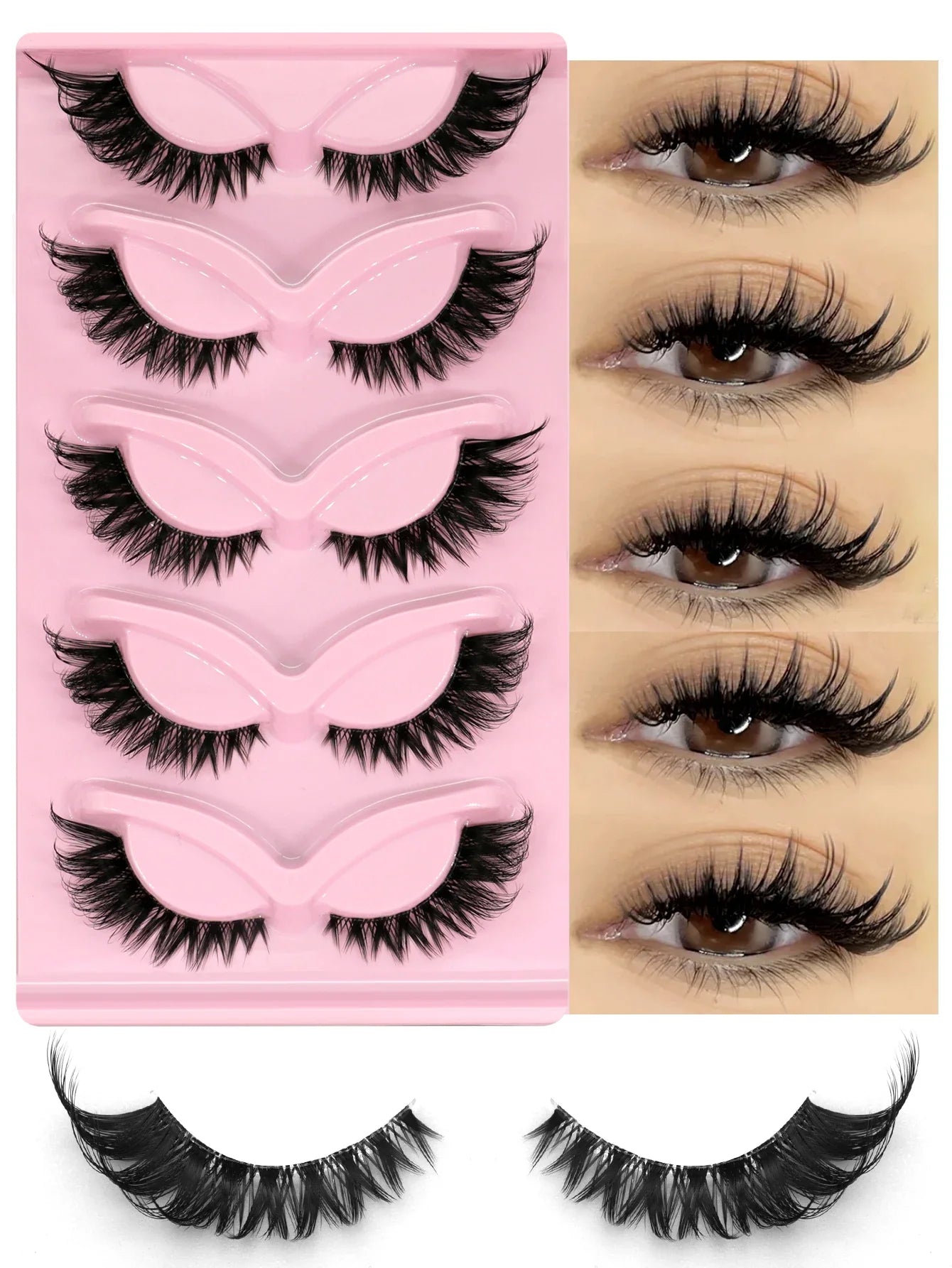 Veltrinay Fake Lashes Cat Eye Lashes Faux Mink Eyelashes Clear Band Lashes Natural Look Wispy Mink Eyelashes False Lashes Makeup LadyShow.Store
