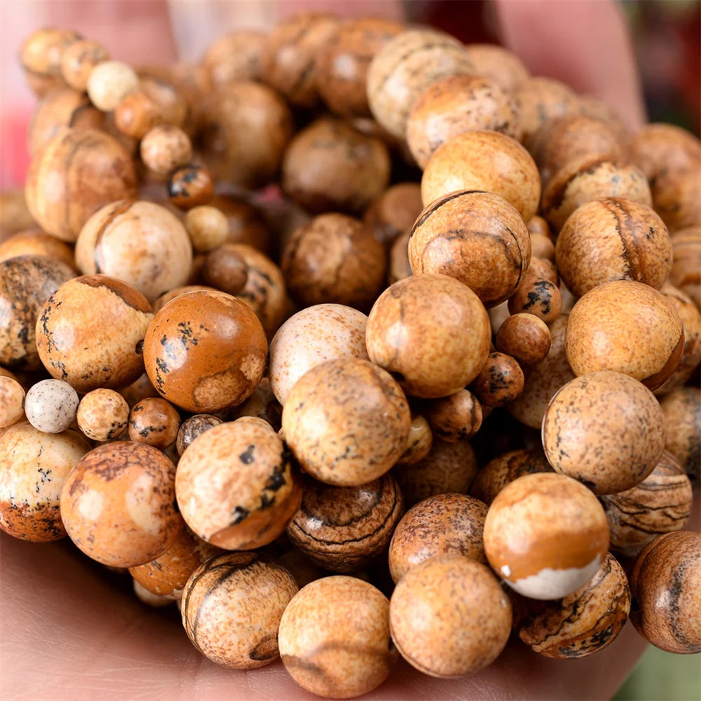 Natural Stone Beads Lava Jaspers Tiger Eye Quartz Agates Round Loose Beads for Jewelry Making DIY Bracelet Accessories 4-12MM Pi-Mart