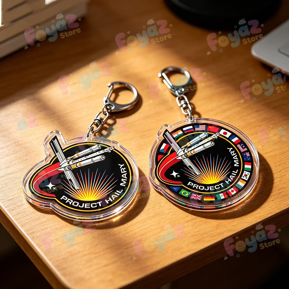 Rocky Amaze Amaze Keychains for Accessories Bag Charm Project Hail Mary Mission Crest Keyrings Jewelry Fans Gifts Pi-Mart