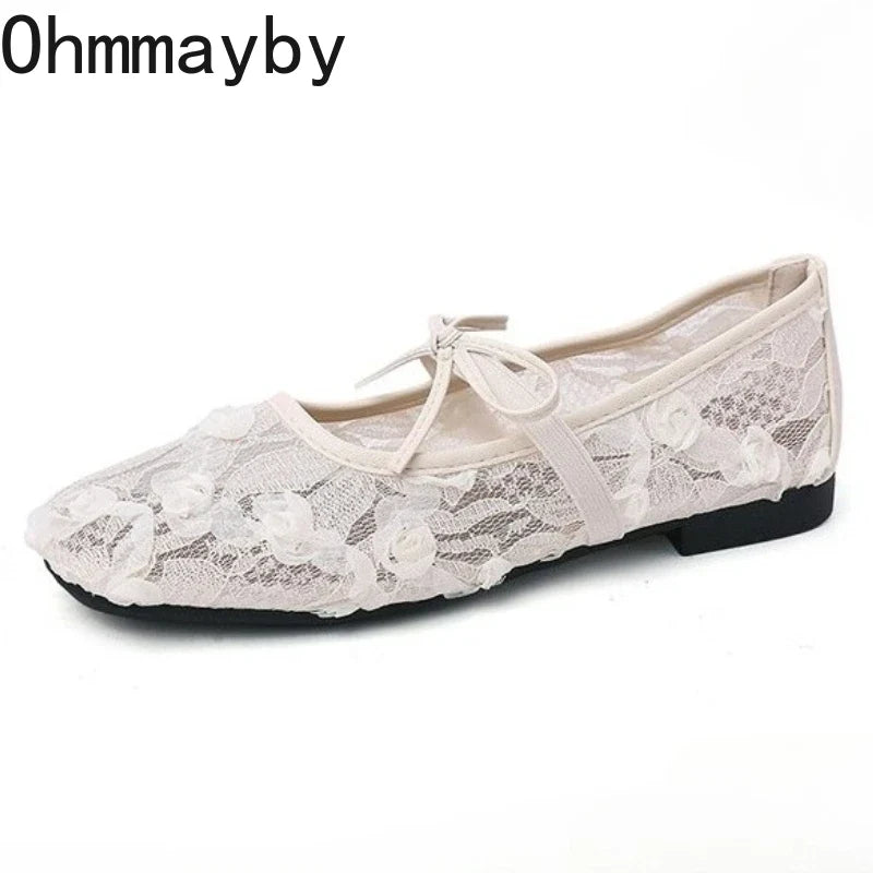 2026 Spring Lace Flower Women Mary Jane Shoes Fashion Slip On Comfort Street Style Soft Sole Female Dress Flats Shoes LadyShow.Store