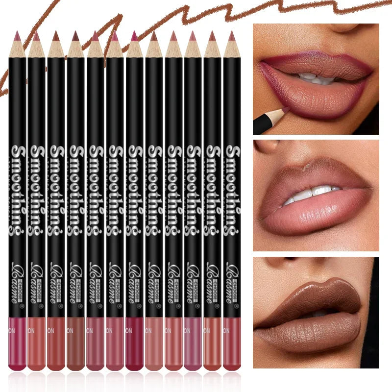 12 pcs Long-Lasting Lipstick Set with Professional Lip Liner Pencil and Matte Lip Gloss for Women Valentine's Day Gifts LadyShow.Store