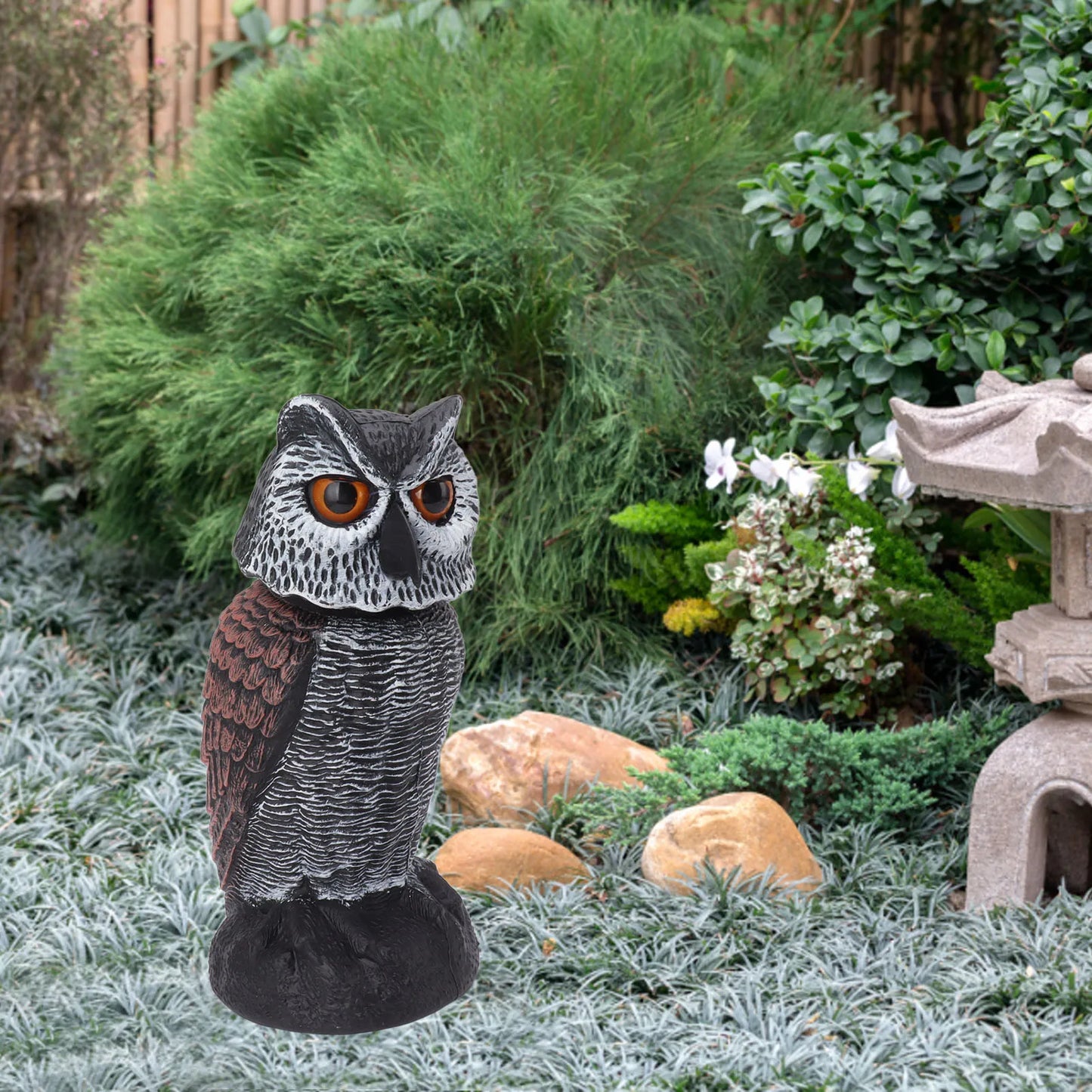Owl Decoy Plastic Shake Head Owl Decoy To Scare Birds Away Scarecrow Fake Owl Outdoor Garden Decoration Owl Decoy to Scare Birds LadyShow.Store