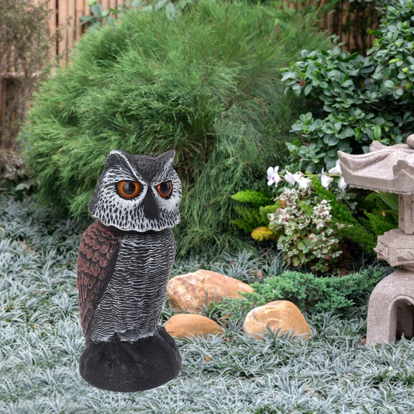 Owl Decoy Plastic Shake Head Owl Decoy To Scare Birds Away Scarecrow Fake Owl Outdoor Garden Decoration Owl Decoy to Scare Birds LadyShow.Store