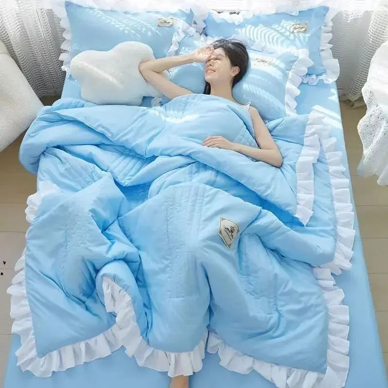 Summer Quilted Blanket Comforter Duvet Cover for Single Double Bed Air Condition Quilt Student Car Kids Adult Bed Cover Bedding Pi-Mart