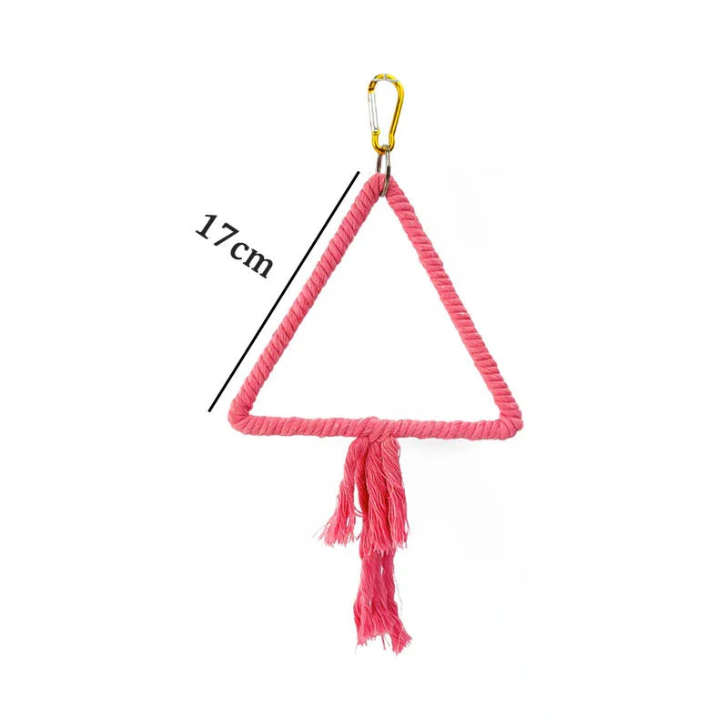 Wooden Bird Toys Small Parrot Chewing Training Toys Cotton Rope Swing Hanging Ring Bell Bird Cage Climbing Ladders Pet Supplies Pi-Mart