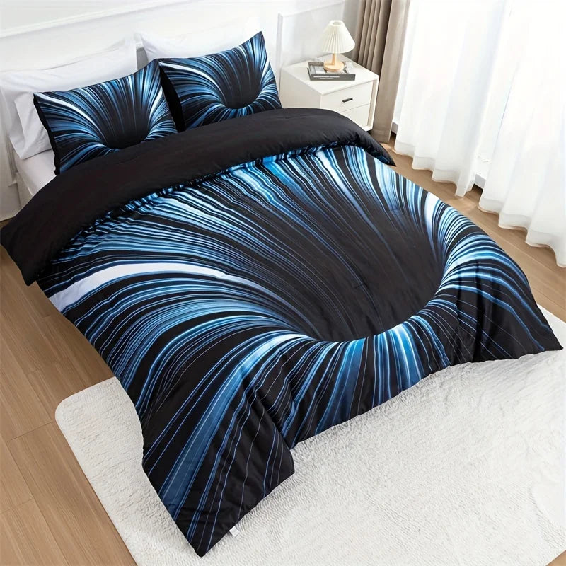 3pcs Duvet Cover Set  blue and Black 3D Bedding Cover, Men Women Adults Bedroom Decor Comfortable and soft fabric no pillow core Pi-Mart