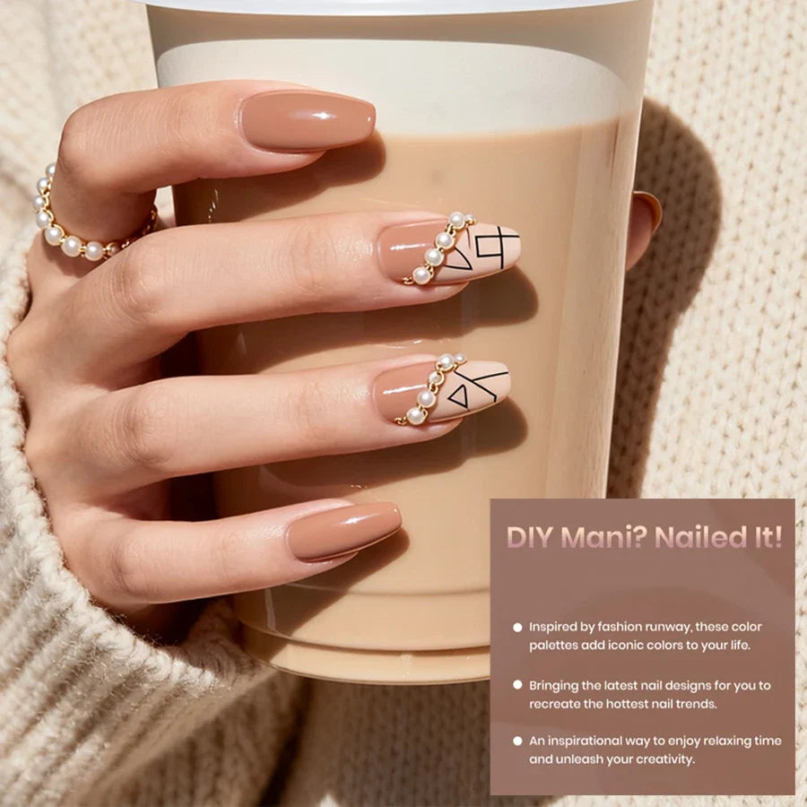 6Pcs Gel Nail Polish Set Milk Tea Popular Color UV LED Nail Gel for Nail Art Easy Apply & Soak Off DIY Home Manicure Salon Use Tri Light Beauty