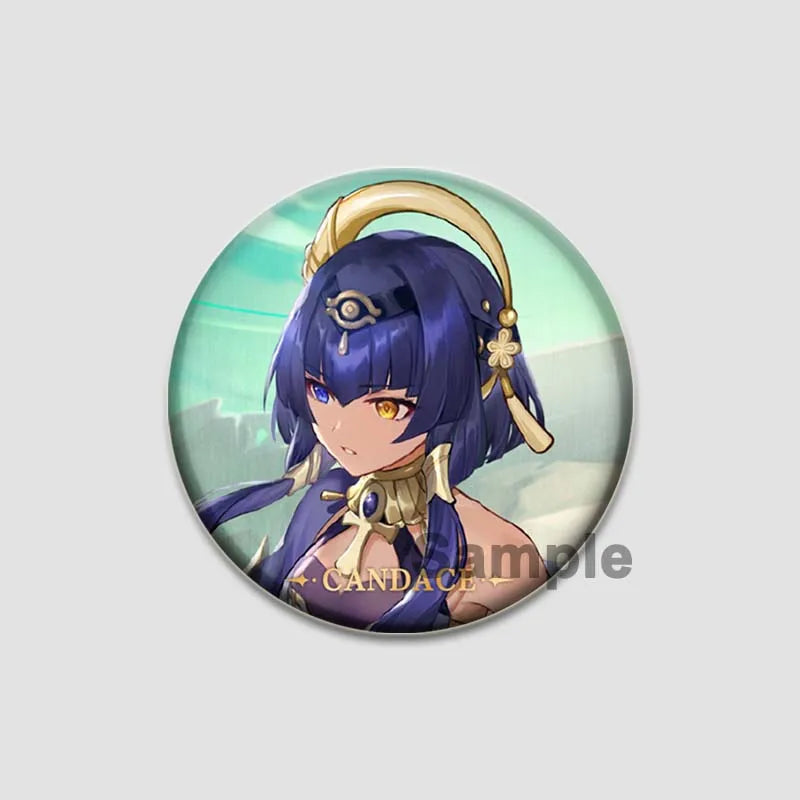 Genshin Impact Game Brooches 58mm Round Button Pins for Backpack Jackets Jewelry Cartoon Cosplay Badge Hutao Zhongli Xiao Badges Pi-Mart