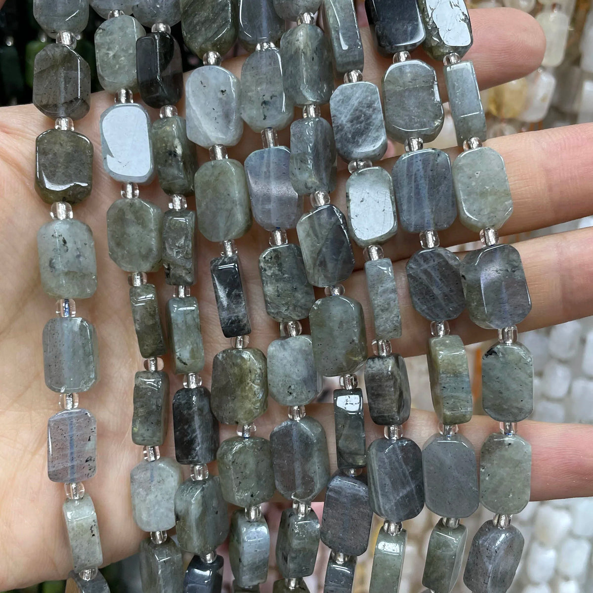 Natural Stone Flat Rectangle Amethyst Lapis Lazuli Quartz Apatite Spacer Beads For Jewelry Making Diy Bracelet Accessorie 8*12MM Pi-Mart