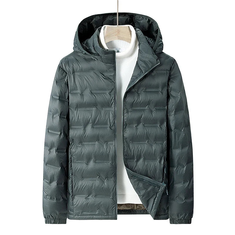 Men Winter New Down Jacket Men Hooded Waterproof Windproof Puffer Jacket Detachable Hat Coat Casual Lightweight Down Jacket Male LadyShow.Store