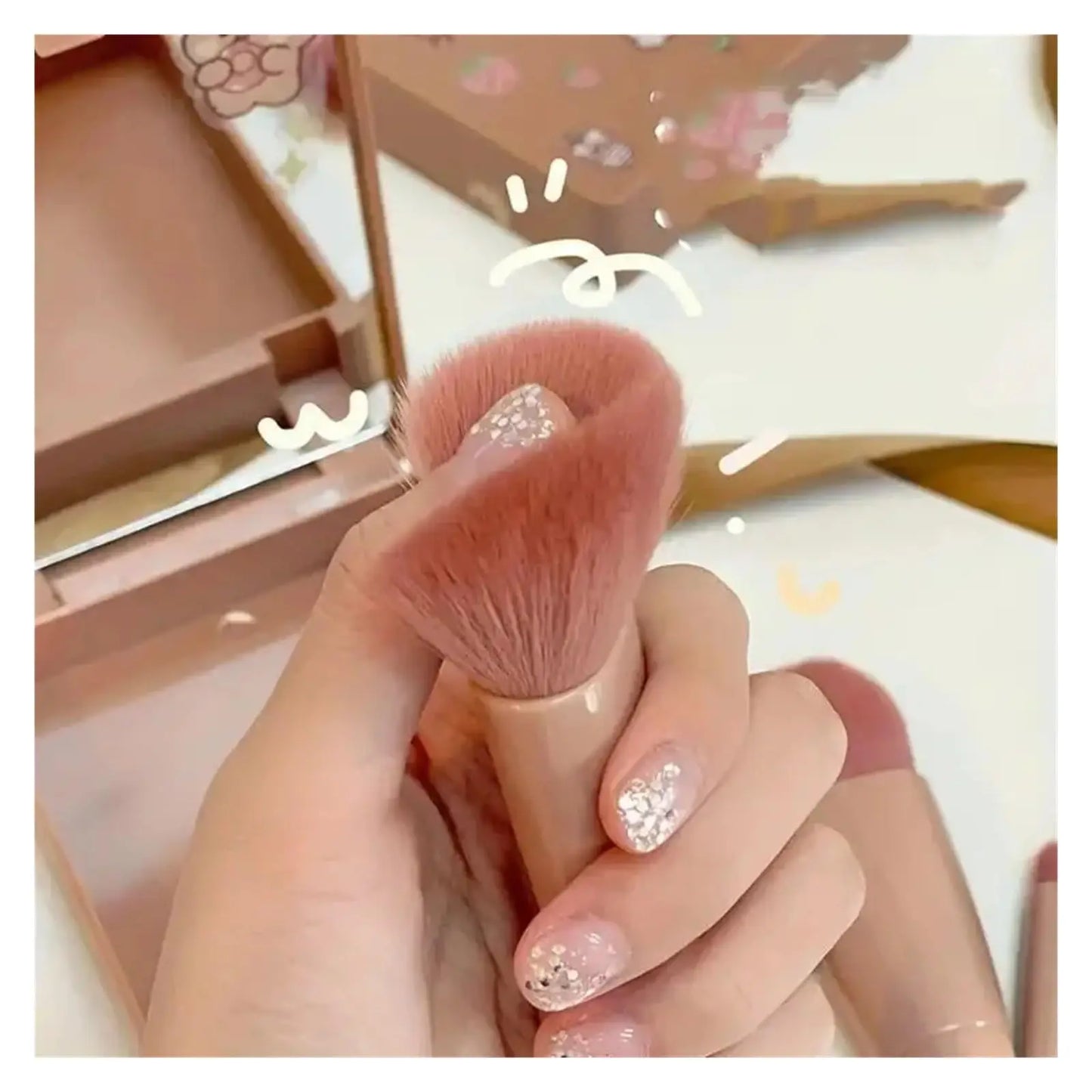 5pcs Mini Travel Size Makeup Brushes Set - Complete Function Cosmetic Brushes Kit with Storage Case And Mirror for On-the-Go App Tri Light Beauty