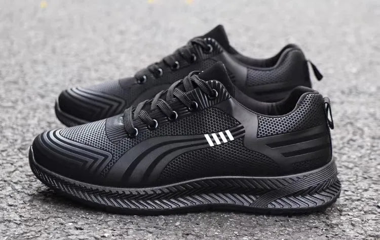 Waterproof Men's Sneakers Casual Running Shoes Soft Bottom Black Leather Sports Shoes Pi-Mart