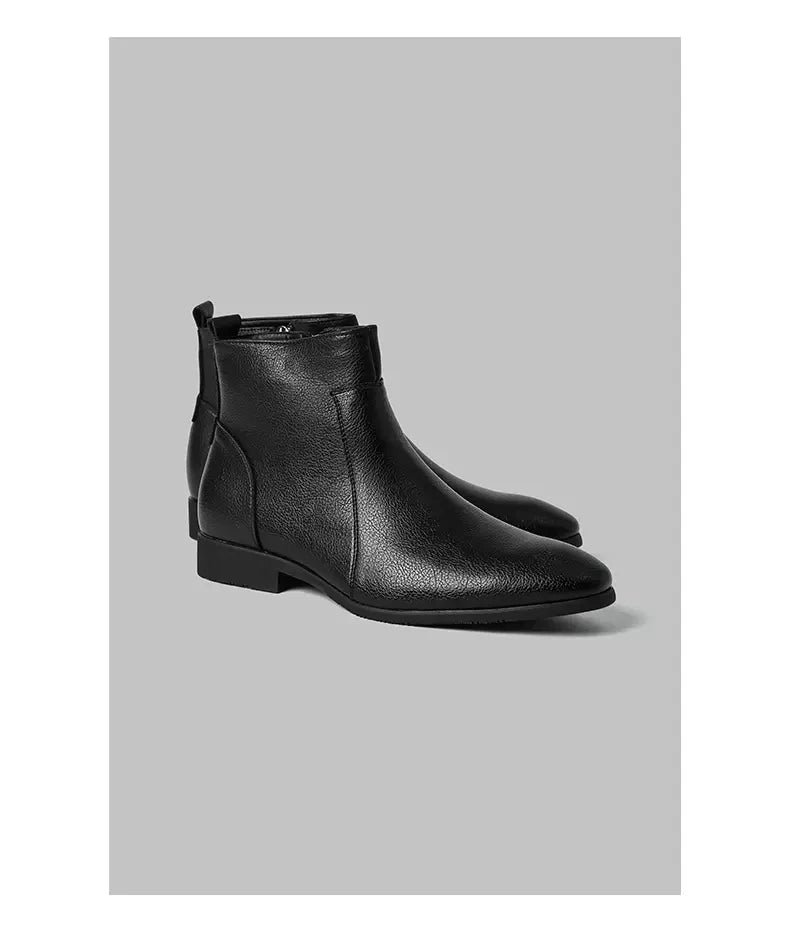 Winter New Men Business Boots Black  Red Simple Slim Fit Soft Leather Boots Casual and Fashionable Chelsea Boots 38-46 Men Boots Pi-Mart