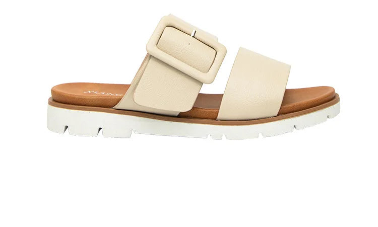Adjustable Square Buckle Women Slide Sandals Two Strap Platform Slippers Low Heel Soft Sole Summer Open Toe Walking Casual Shoes Pi-Mart