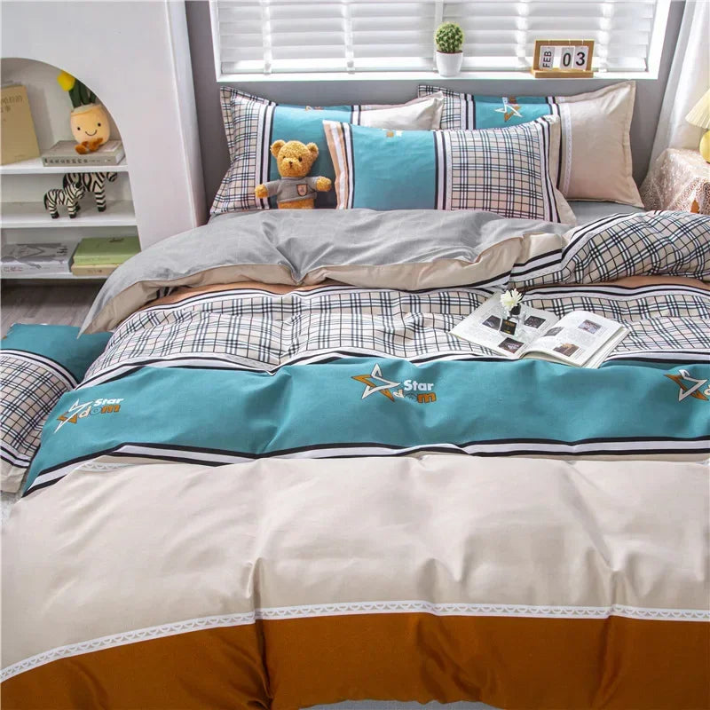 Lovely Cartoon King Size Duvet Cover Set 220x240 Skin Friendly Double Bed Quilt Cover Blanket Comforter Cover and Pillowcase Pi-Mart