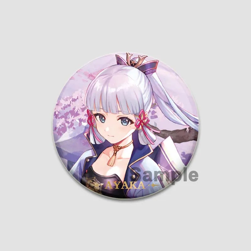 Genshin Impact Game Brooches 58mm Round Button Pins for Backpack Jackets Jewelry Cartoon Cosplay Badge Hutao Zhongli Xiao Badges Pi-Mart