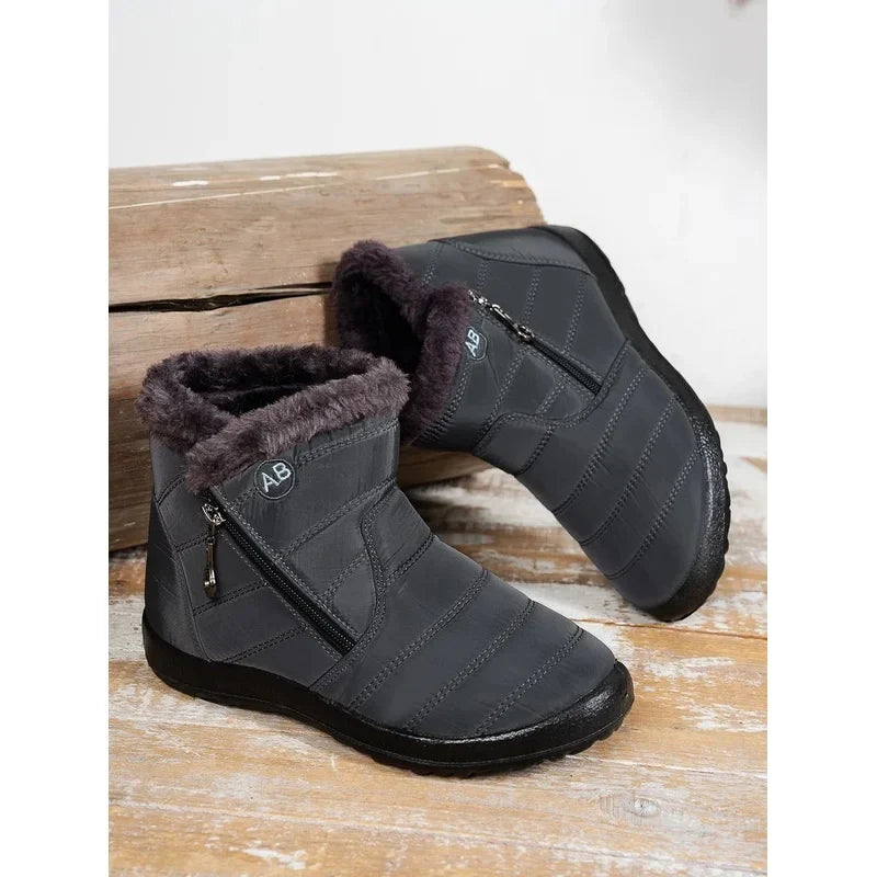 Women's Winter Snow Boots Faux Fur Lined Waterproof Ankle Booties Side Zipper Warm Outdoor Short Boots for Cold Weather LadyShow.Store