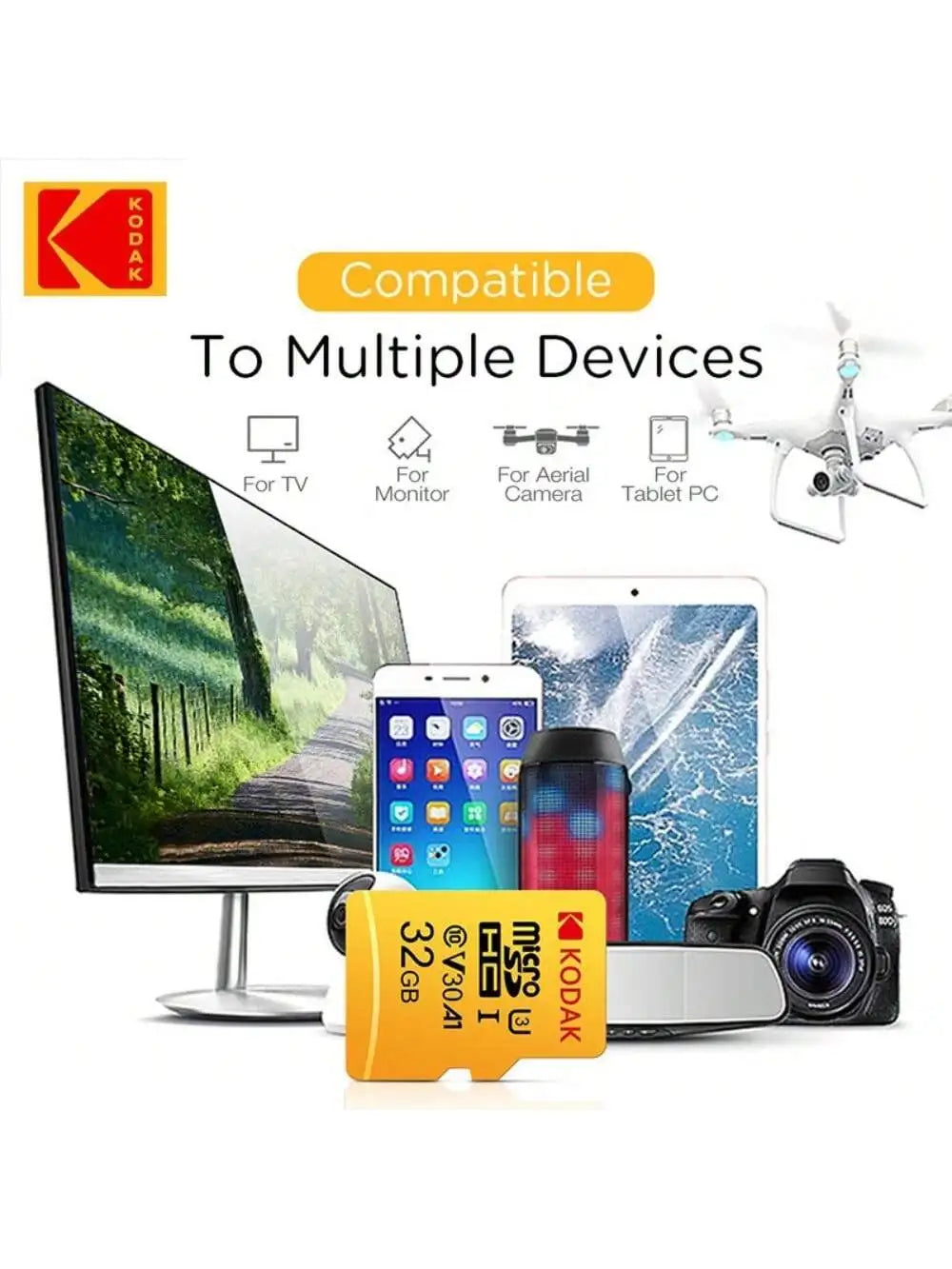 Kodak 32GB-256GB Micro SD Memory Card - High Speed Class 10 U3 UHS-I for Smartphones, Digital Cameras, Tablets and Drones Chri Pi-Mart