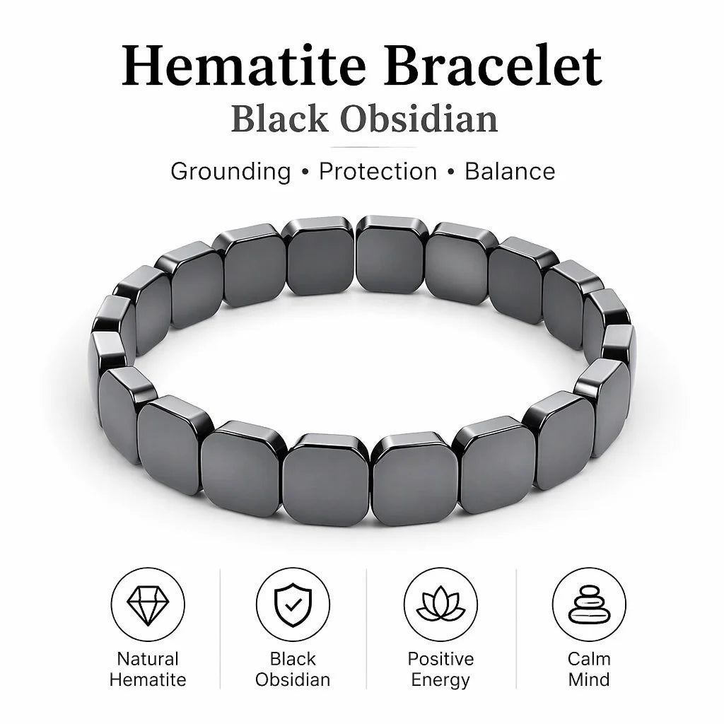 Hematite Bracelet For Men Reclaim Your Edge Confidence Natural Hematite Stone Beaded Stretch Healing Bracelets Gift Jewelry Pi-Mart