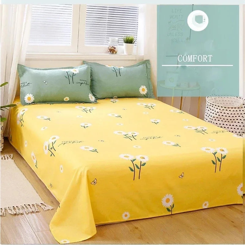 Daisy Printed King Size Duvet Cover Set with Sheets High Quality Washed Cotton Bedding Set Queen Home Bed Sets Comforter Covers LadyShow.Store