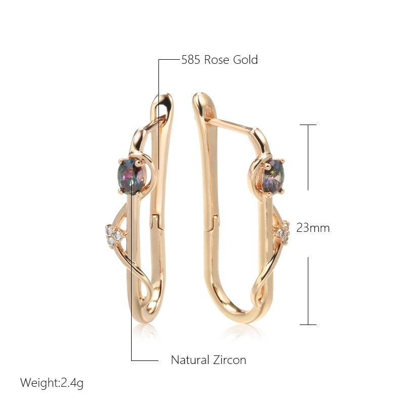 Kinel New 585 Rose Gold Long Earrings Trendy Natural Zircon Earrings Luxury Jewelry 2022 Gifts For Girls'Temperament Accessories Pi-Mart