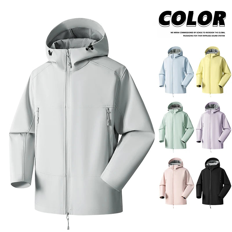 Unisex Waterproof Windproof Hooded Jacket Multi Color Outdoor Hiking Coat Pi-Mart