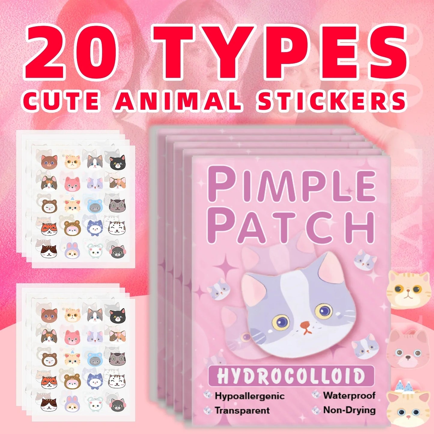 600pieces of cartoon cat acne patches, facial acne patches, concealer acne patches, and pimples patches. Ultra-thin and breathab Tri Light Beauty
