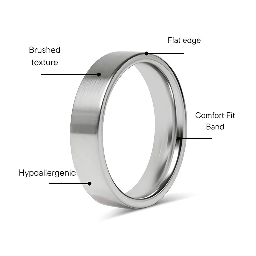 Men's Titanium Steel Bold Matte Ring Punk Syle 8mm Wedding Band Ring for Women Minimalist Gothic Jewelry Best Friend Gift Pi-Mart