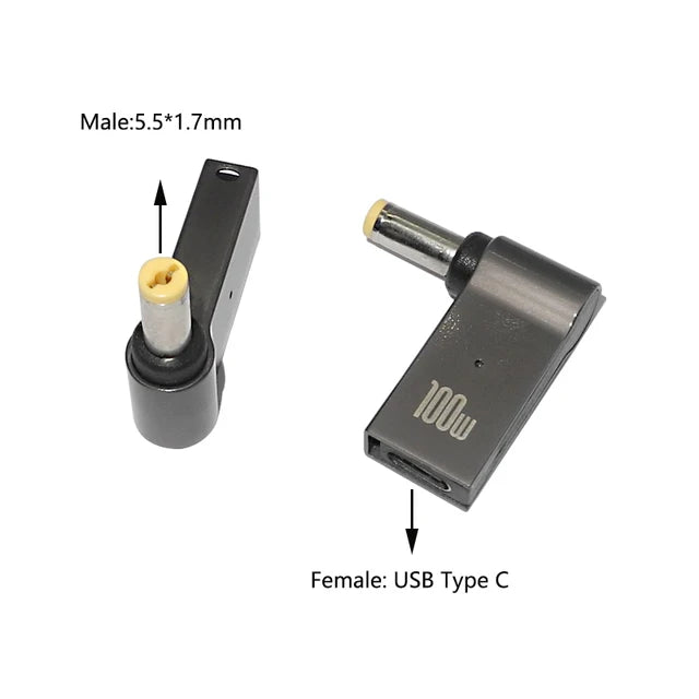 100W USB Type C Fast Charging Adapter Plug Connector Universal USB C Laptop Charger Converter for Dell Asus Hp Acer Lenovo Pi-Mart