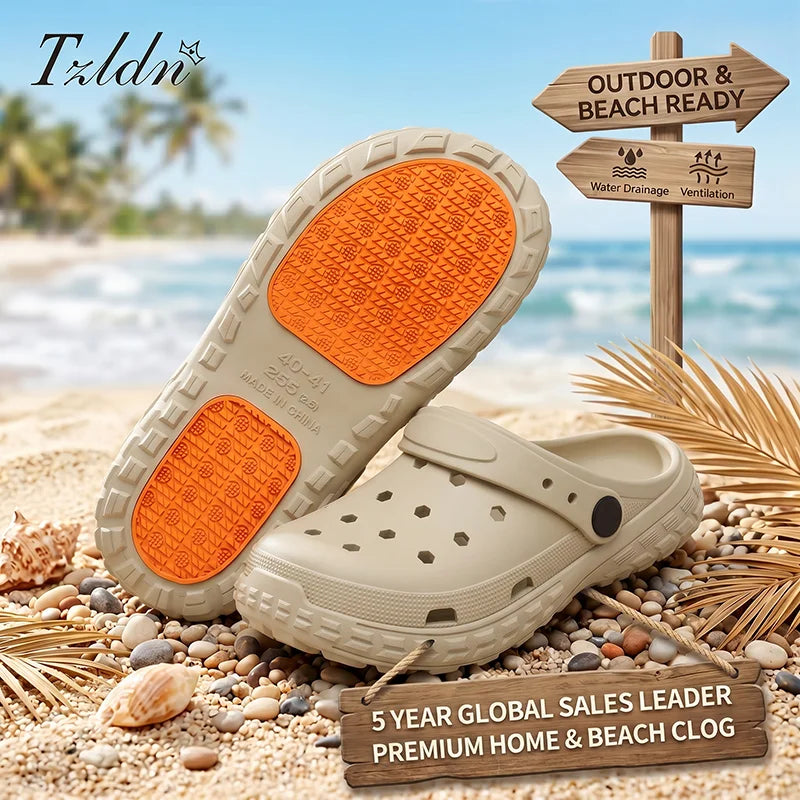 Tzldn Men Women Clogs Thick Sole Non-slip Beach Slippers Outdoor Ventilation Garden Shoes EVA Anti-slip Home Slides LadyShow.Store