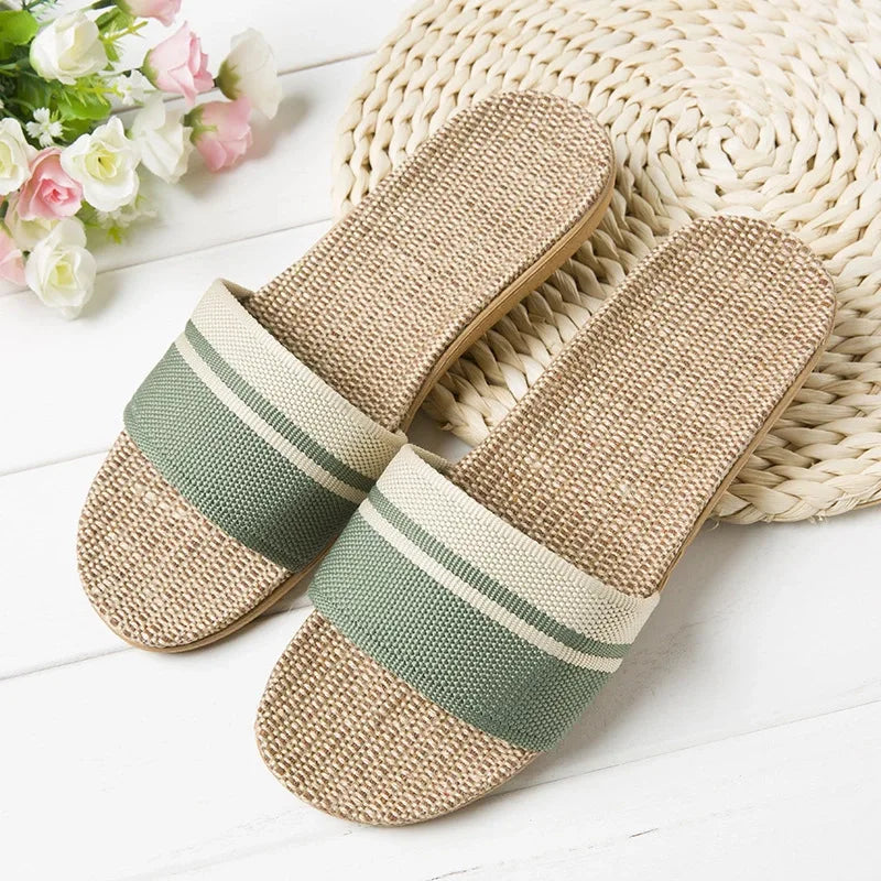 Hemp Casual Slippers Women Home Flats Spring Summer Luxury Designer Shoes Ladies 2026 Fashion Indoor Slides Couple Lightweight LadyShow.Store