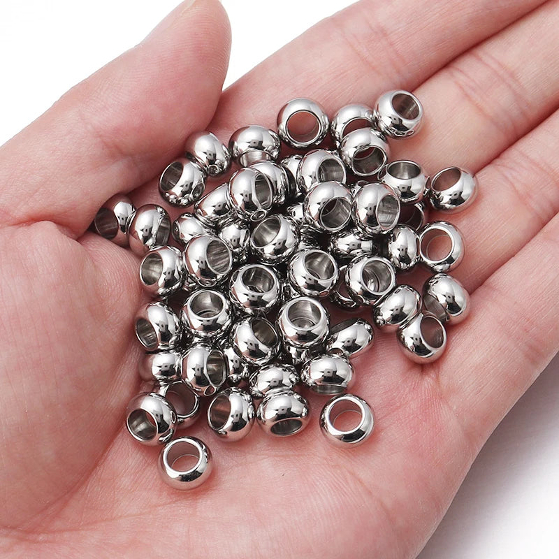 2-10mm High Quality Stainless Steel Beads for Jewelry Making Loose Spacer Beads DIY Bracelet Necklace Bracelets Wholesale Pi-Mart