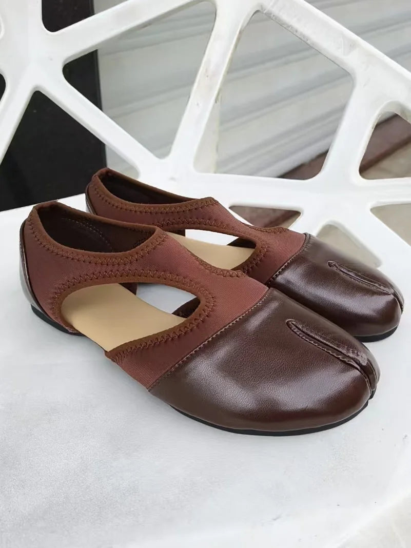 Women Brand Mary Janes Shoes Summer Split Toe Tabi Walking Sneakers Casual Splicing Loafers Designer Ballet Flats Shoes балет Pi-Mart