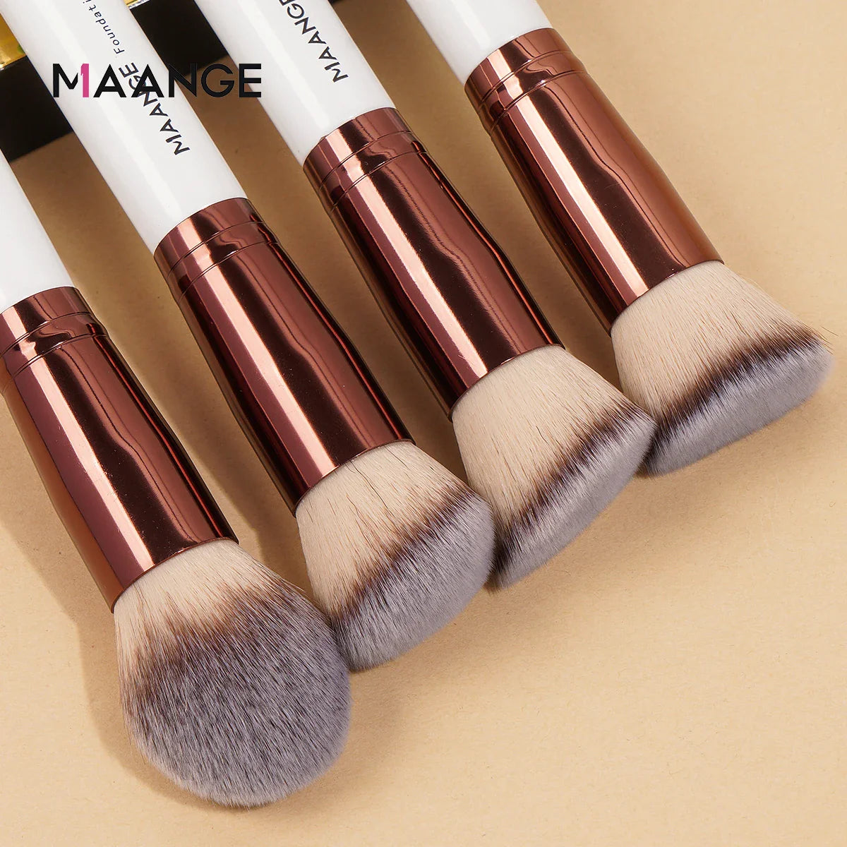 MAANGE 4Pcs Makeup Brushes with Case Foundation Concealer Powder Makeup Brush Soft Dense Bristles Big Cosmetic Brushes Beauty Tri Light Beauty
