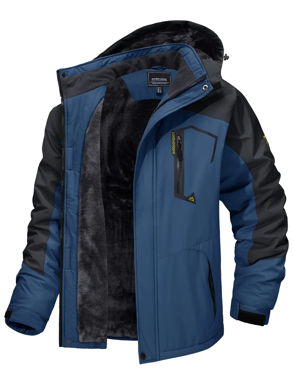 TACVASEN Fleece Lining Mountain Jackets Mens Hiking Jackets Outdoor Removable Hooded Coats Ski Snowboard Parka Winter Outwear Pi-Mart