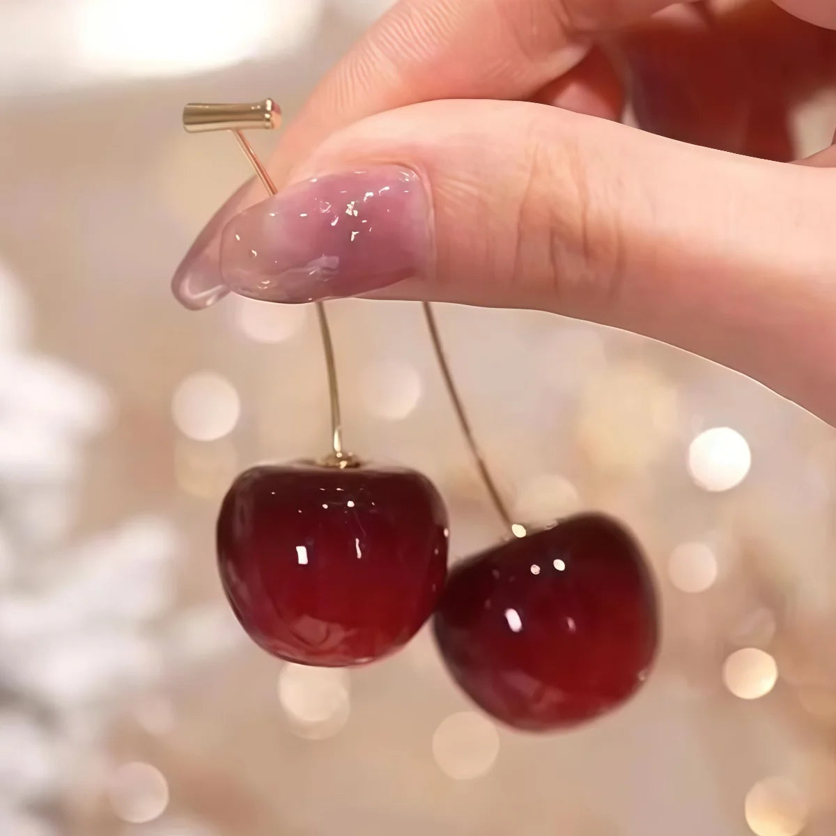 Cherry Earrings for Women Fun Fruit Drop Dangle Earrings Cute 3D Red Jewelry Unique Fruit Charm Jewelry Gifts Pi-Mart