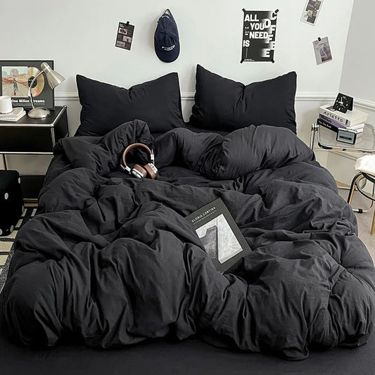 Simple Solid Color Duvet Cover Cottage Style 180x200cm Single Piece Bedding  Student Dormitory Home Decor Pi-Mart
