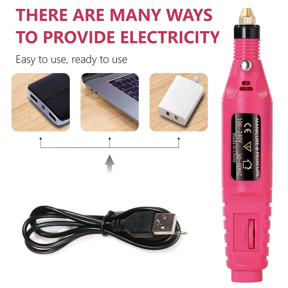 LULAA Electric Nail Drill Machine Set Pedicure Grinding Equipment Mill For Manicure  Professional Strong Nail Polishing Tool Tri Light Beauty