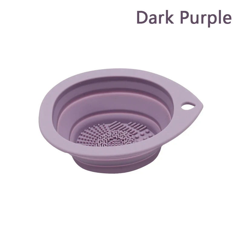 Silicone Makeup Brush Cleaner Folding Powder Puff Cleaning Bowl Eyeshadow Brushes Washing Soft Mat Beauty Tools Scrubber Box Pi-Mart