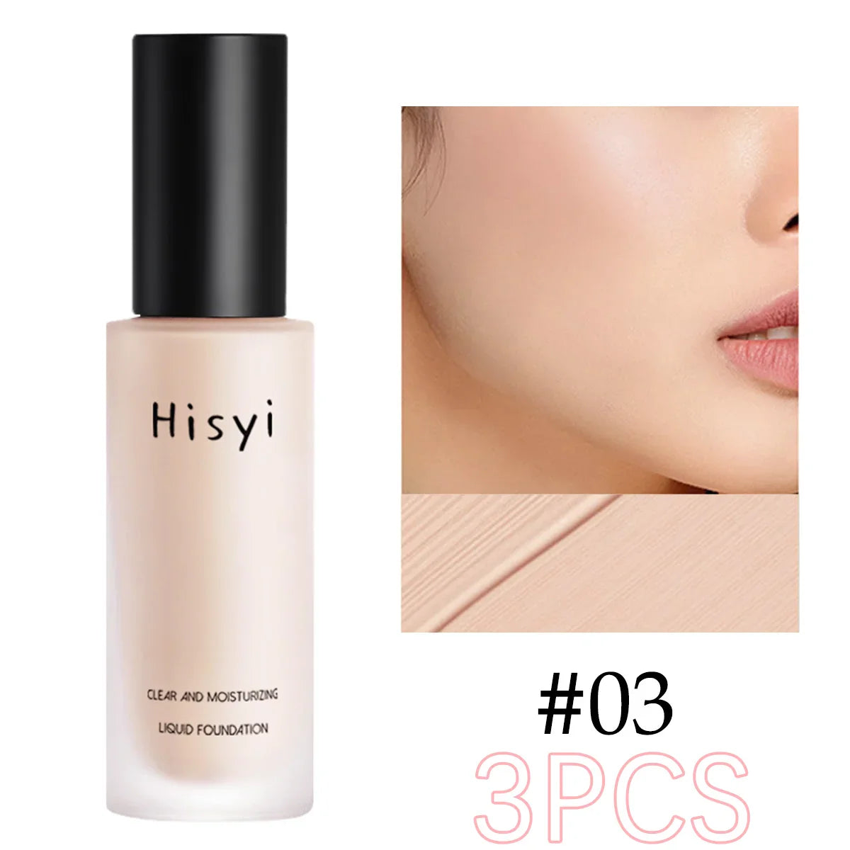 Liquid foundation naturally covers flaws without sticking powder, plain face cream, transparent foundation, conceals blemishes LadyShow.Store
