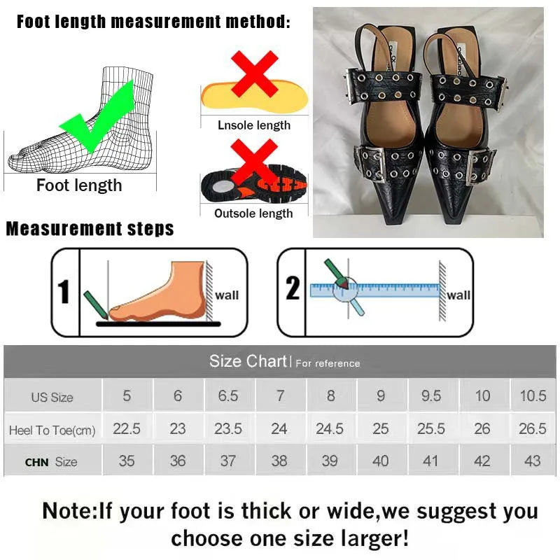 New Women Sandals Shoes Pointed Toe 2025 Spring Fashion Shallow Footwear Slingbacks Ladies Sandals Flats Shoes Big size Pi-Mart