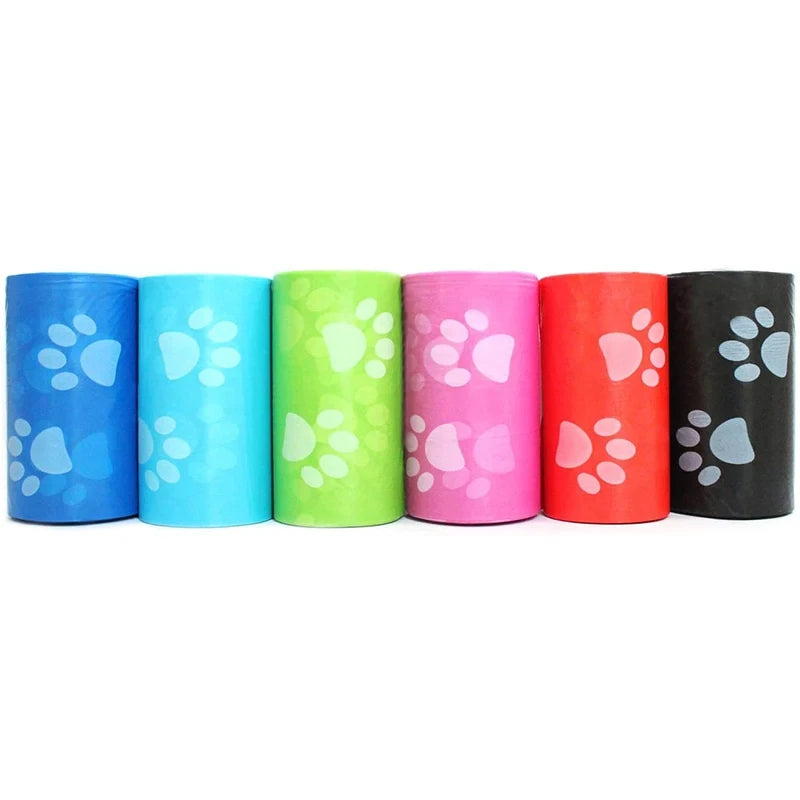 Random Color Cartoon Paw Graphic Dog Poop Bags Pet Poop Bags Leak-Proof Dog Waste Bags For Pet Supplies Pi-Mart